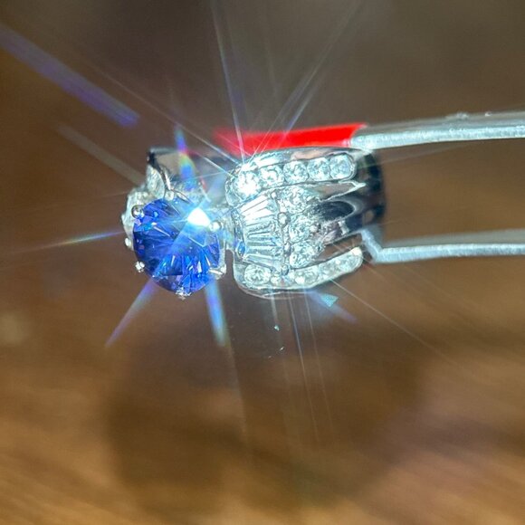 925 Blue/White Cz Ring - Picture 4 of 11